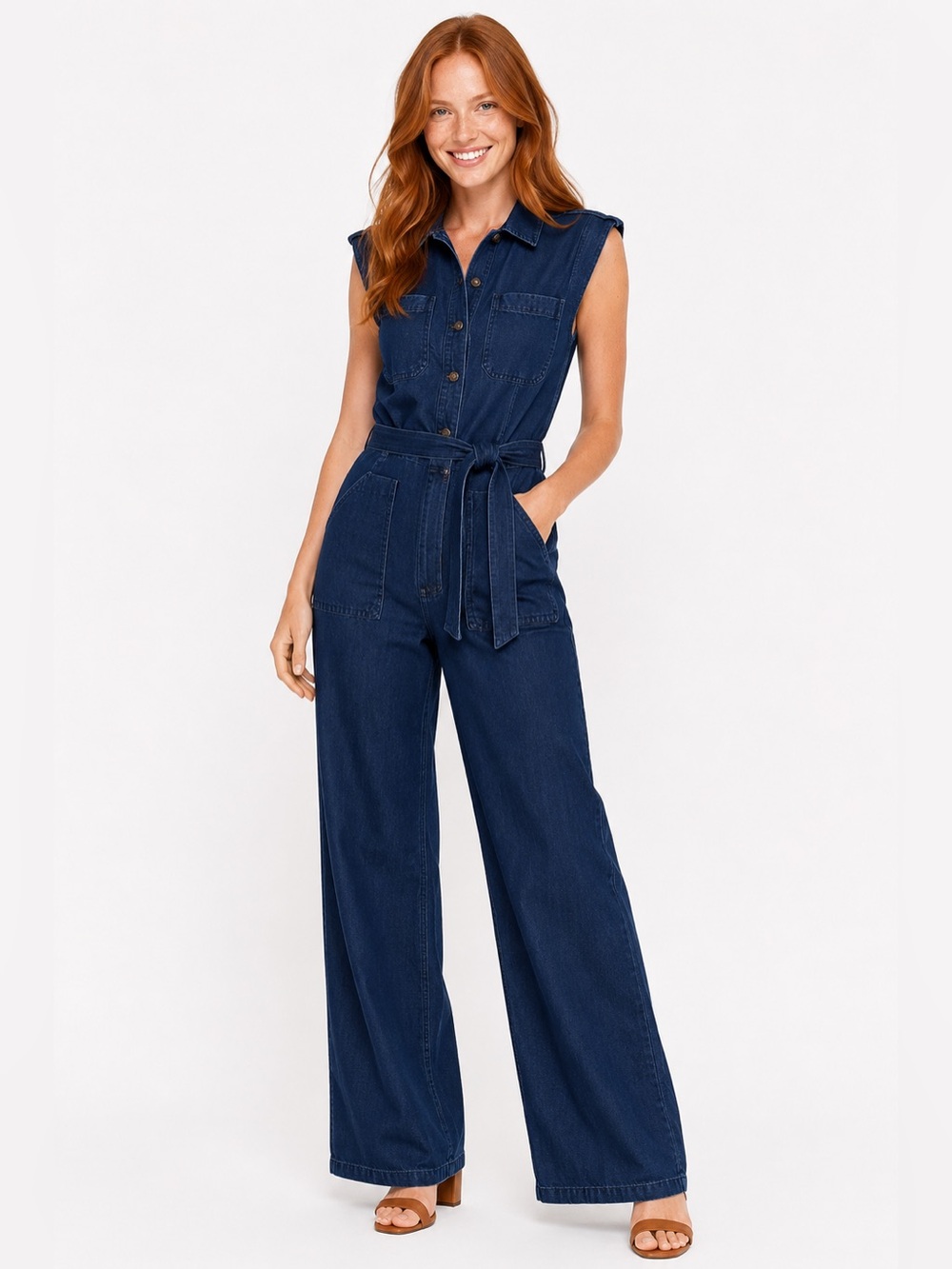 Banana Republic Denim Button-Up Pantsuit